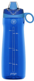 Pogo BPA-Free Plastic Water Bottle with Soft Straw, Blue, 32 oz.