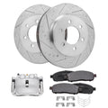 Detroit Axle - 4WD Front Drilled Rotors Brake Pads Left Caliper Replacement for 2005-2008 Ford F-150 Mark LT