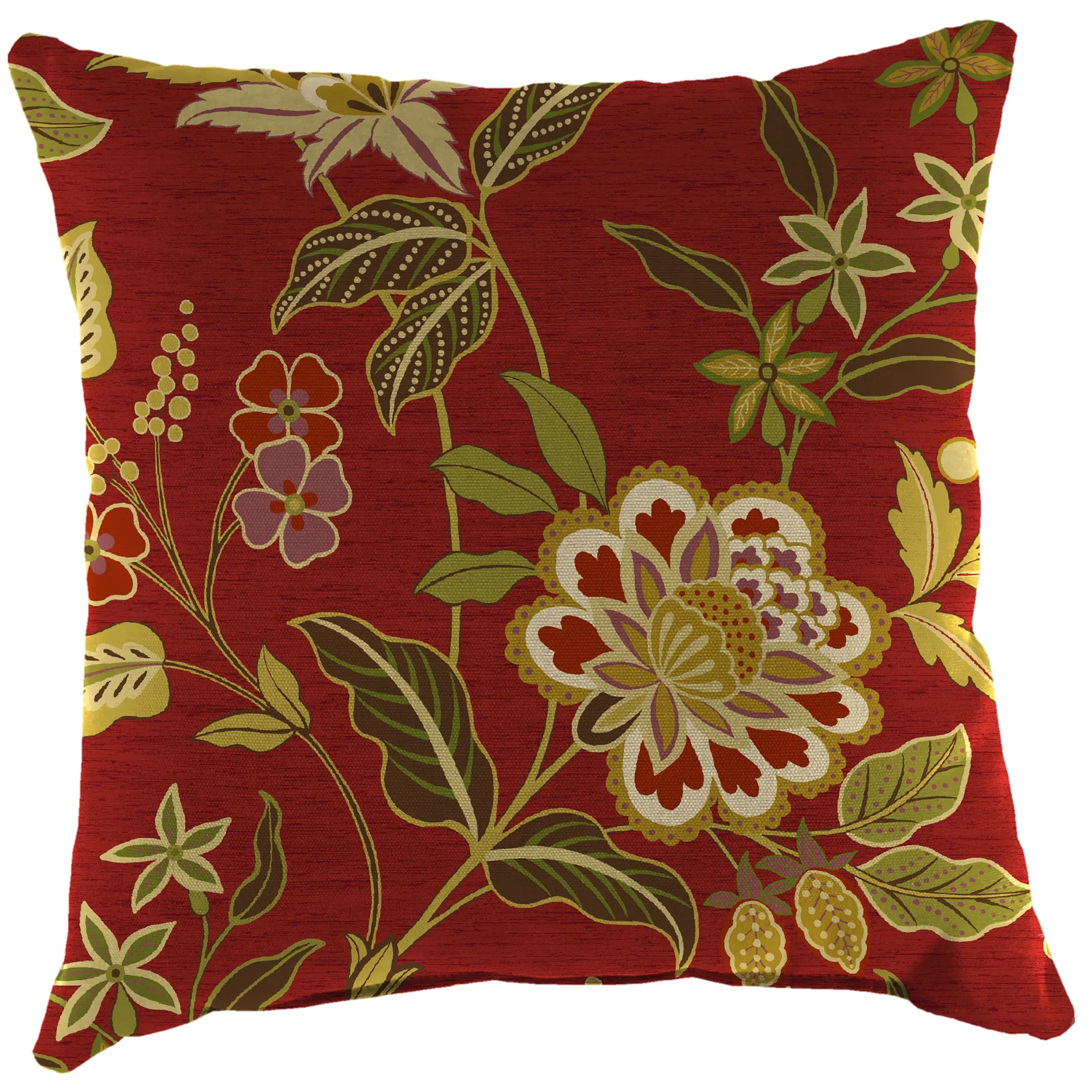 Jordan Manufacturing 16 x 16 Alberta Salsa Red Floral Square Outdoor Throw Pillow