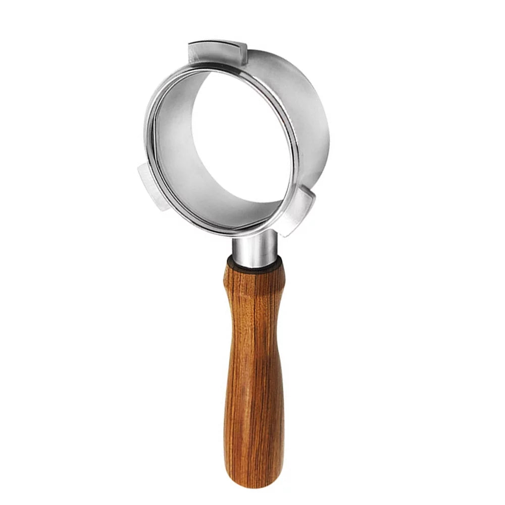 54mm Stainless Steel Coffee Machine Bottomless Filter Holder Portafilter Branch Wooden Handle Professional Coffee Accessory Compatible with Breville 8 Series Coffee Machines