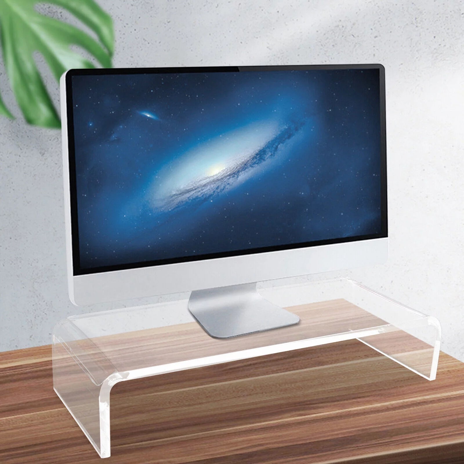 Office Desktop Acrylic Clear Monitor Stand Riser, Keyboard Laptop Computer Stand Riser 20.75x7.5x3.67''