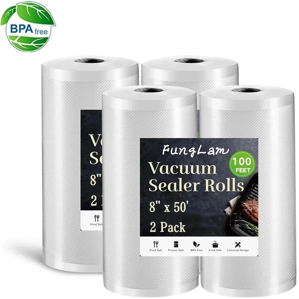 4 Rolls 8x50' Vacuum Seal Rolls Food Storage Bags Universal Vacuum Sealer Bags 4 Mil