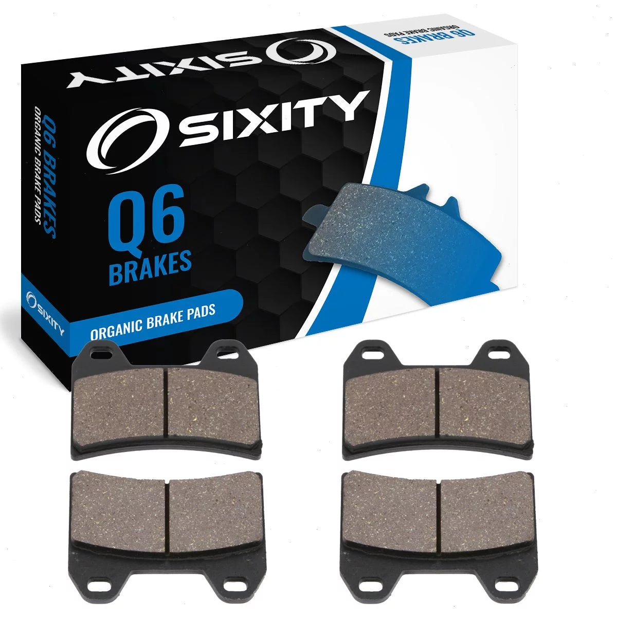 Sixity Q6 Front Organic Brake Pads compatible with Aprilia Tuono 50 Standard Caliper 2004-2005 Complete Set