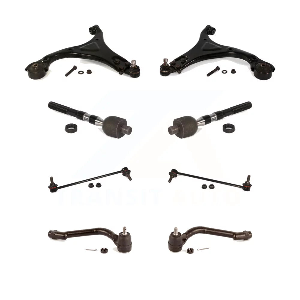 Front Suspension Control Arm And Ball Joint Assembly Steering Tie Rod End Stabilizer Bar Link Kit (8Pc) For 2014 Hyundai Sonata GLS 12.64 Center To Length KTR-100607