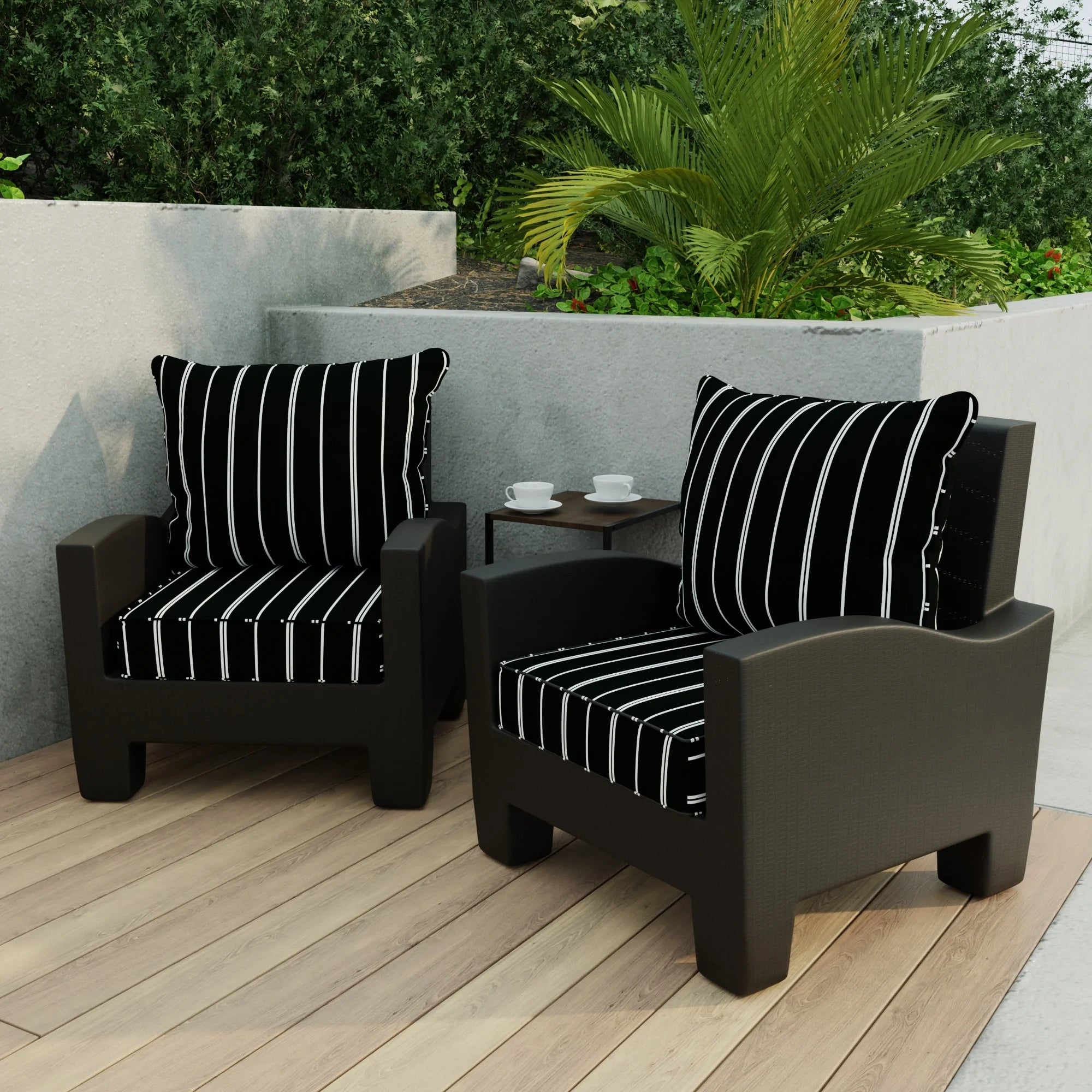 Jordan Manufacturing 24?x 47 Black Stripe Outdoor Deep Seat Chair Cushion Set