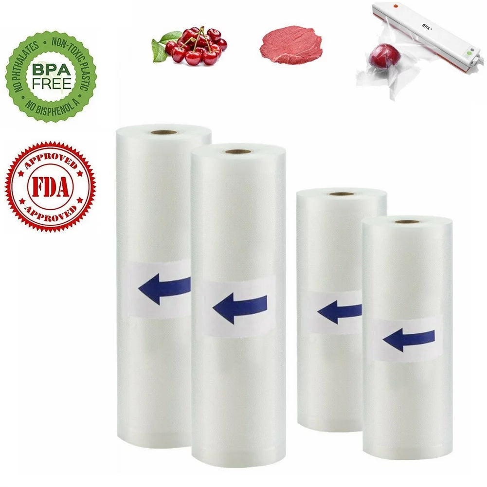 SJPACK Vacuum Sealer Bags, Two 11 x 50' & Two 8 x 50' Rolls Kitchen Food Storage Saver Bags, BPA Free Vacuum Seal Bags, for Meal Prep or Sous Vide