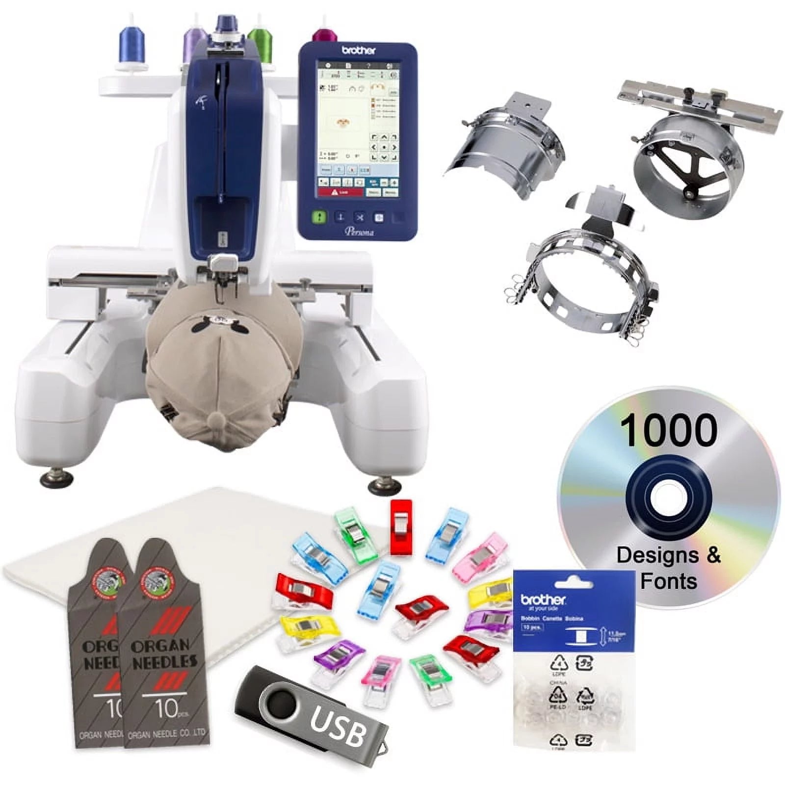 Brother PRS100 Persona Embroidery Machine with $199 Free Bonus Bundle Including Brother PRCF3 Cap Frame