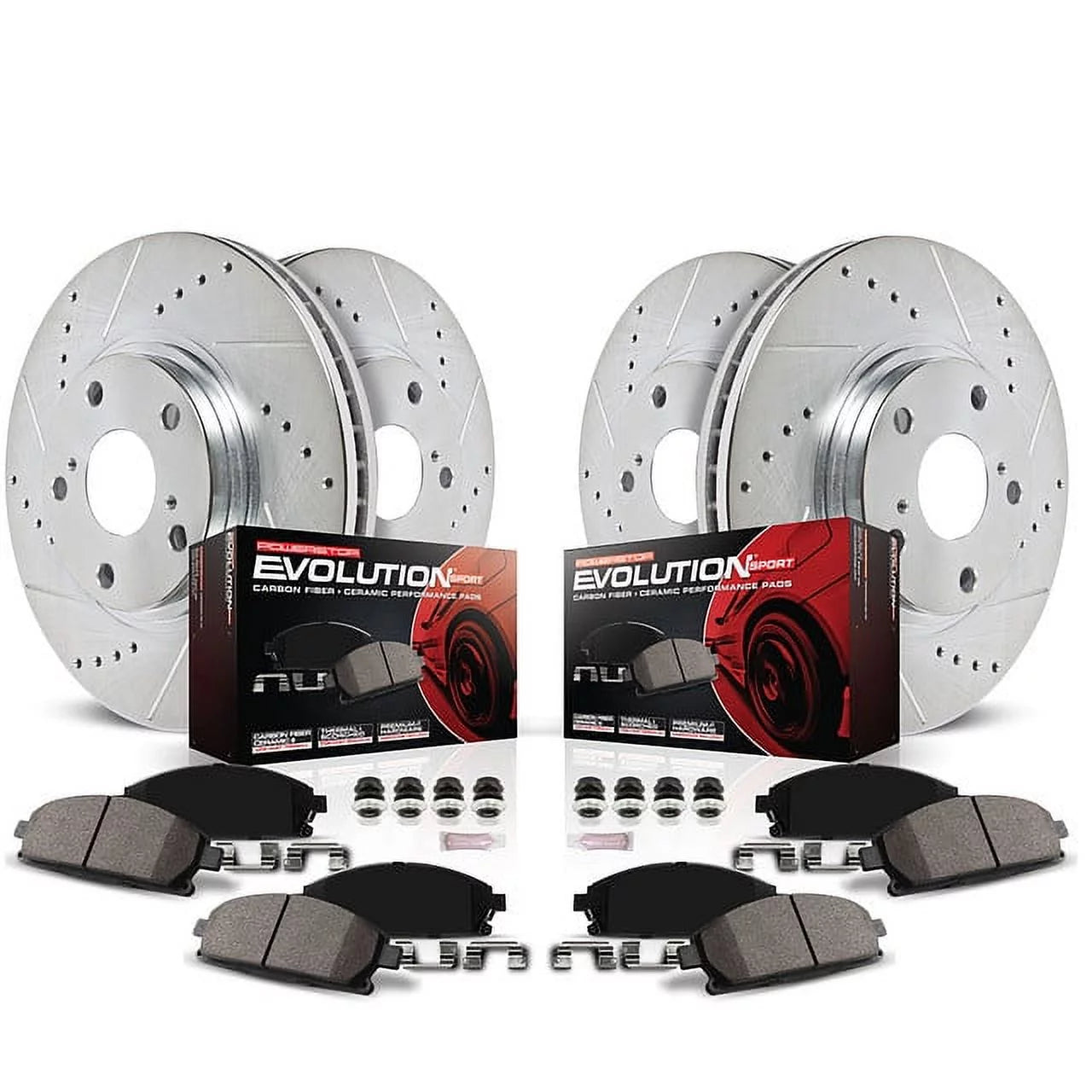 Power Stop Front and Rear Ceramic Brake Pad and Drilled and Slotted Rotor Kit K7912
