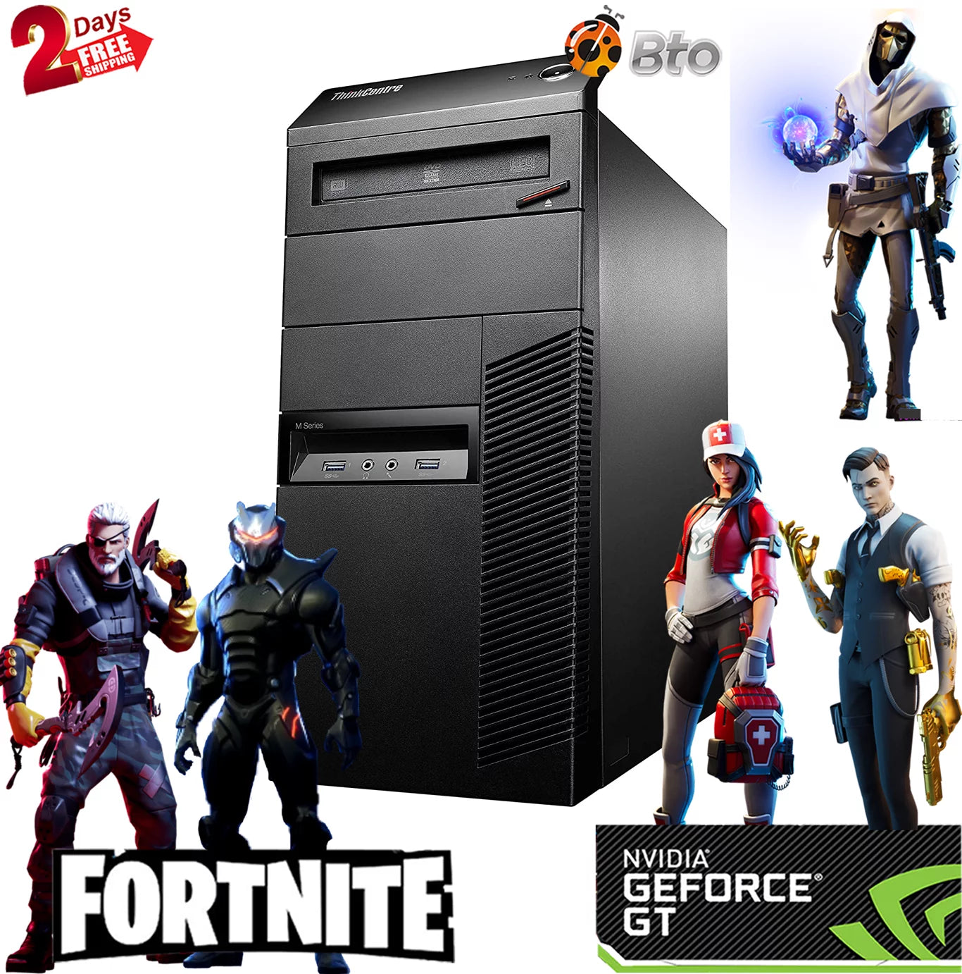 Gaming Lenovo Desktop Computer MT Core i5 CPU 8GB Ram, 1TB HDD, NVIDIA GT 730, Keyboard & Mouse, WiFi, Bluetooth, DVD, Win10 Home PC (Refurbished)