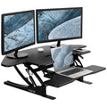 VIVO Black Corner Height Adjustable Cubicle Sit to Standing Tabletop Desk Riser