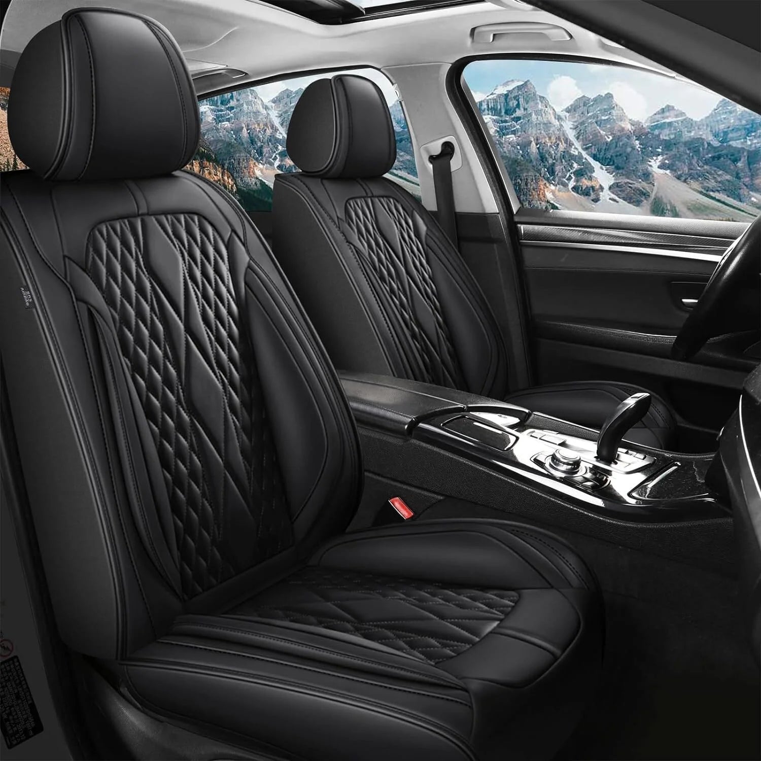 AOMSAZTO Seat Covers for Mitsubishi Outlander Sport 2011-2024 Car Seat Covers Full Set 5 Seats Waterproof Faux Leather Car Seat Cushion Protector Compatible Airbag Black
