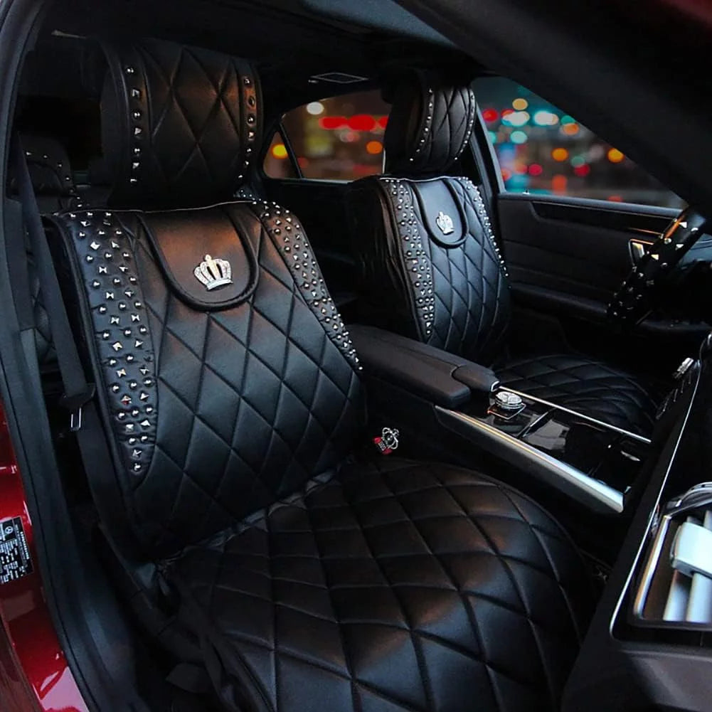 Carshaping Four Seasons Universal Rivet Fashion Cushion Cover Punk Retro Crown Car Seat Cover