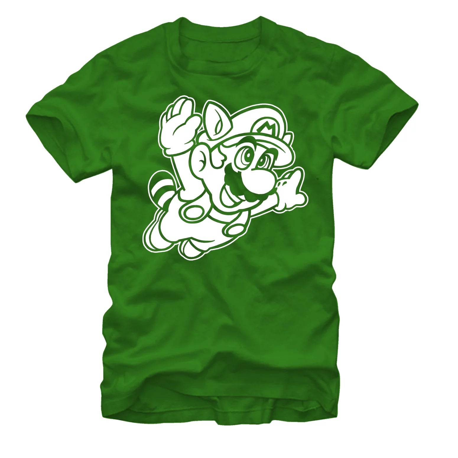 Men's Nintendo Raccoon Mario  Graphic Tee Kelly Green Medium
