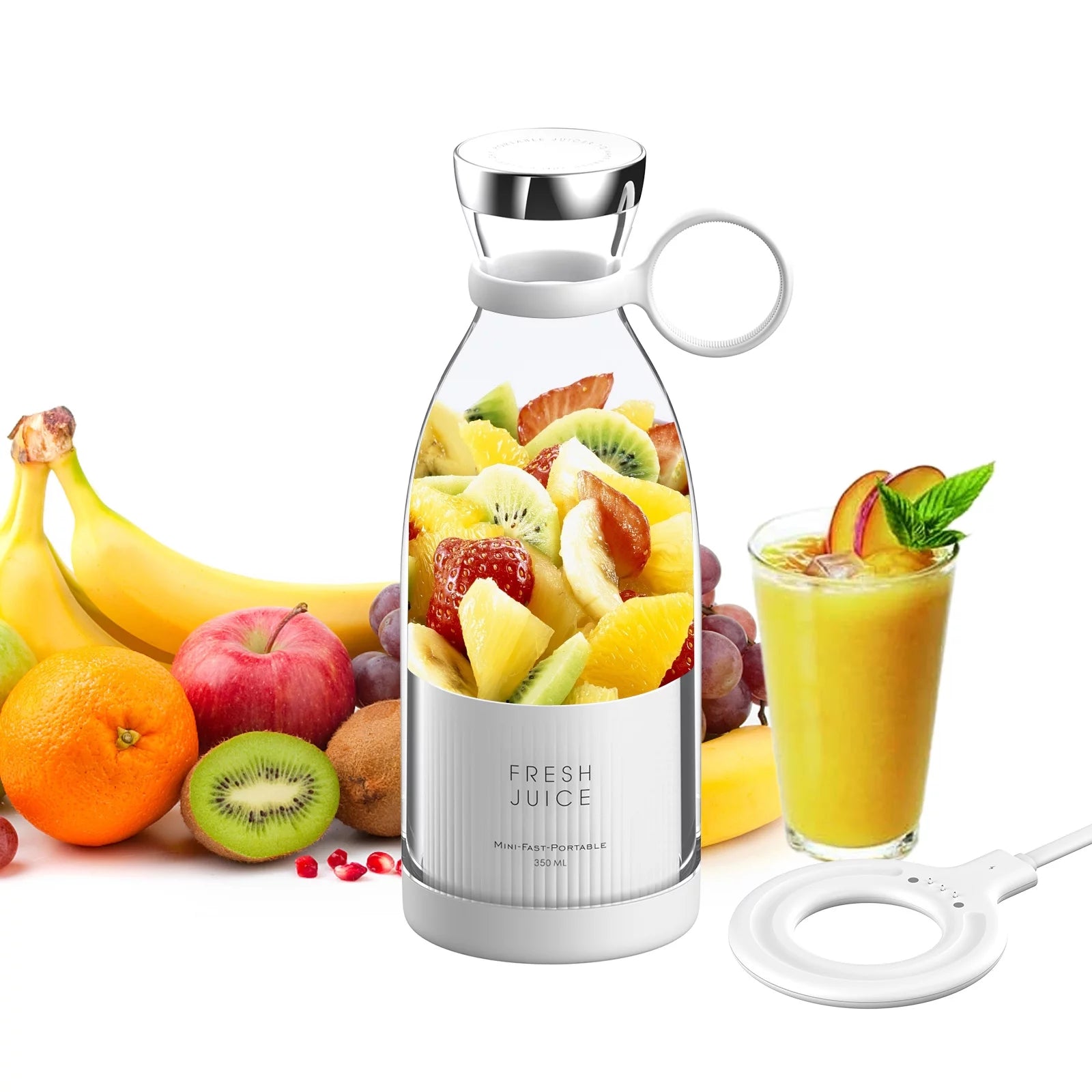 Tomfoto Portable  Fast Blender 350ml Juicer Cup with Wireless Charging 4  for Smoothie Milkshake Juice Baby Food