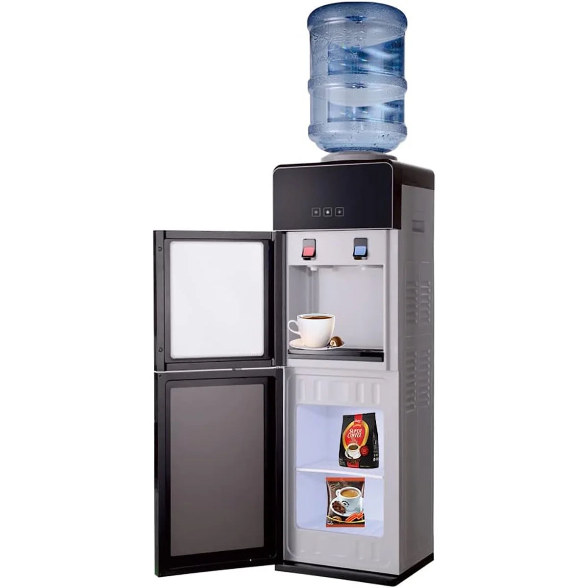 WSYW Top-Loading Water Dispenser for 5 Gallon Bottles, Electric Hot & Cold Water Cooler with Storage Cabinet Water Coolers Dispenser for Home, Office, School, Gray