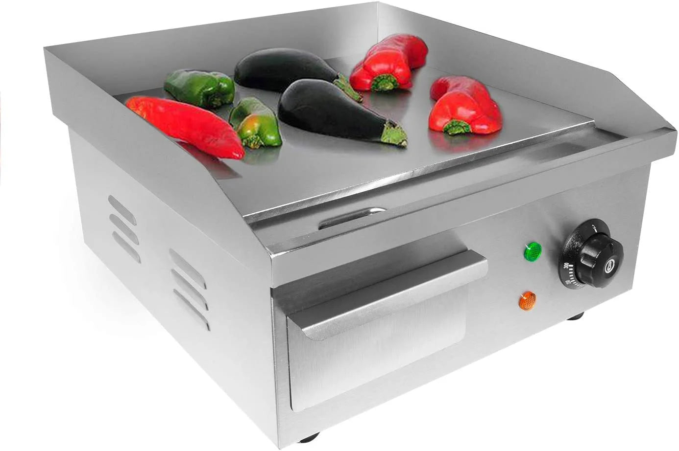 Flat Top Griddle | Teppanyaki Grill With Manual Control | 3Kw | Nonstick Pan | Meat, Vegetables, Fish | 110V (14 X 15)