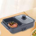 MIDUO 1200W Kitchen Hot Pot Electric Smokeless Pot Non-Stick Baking Pan 2-in-1 Black