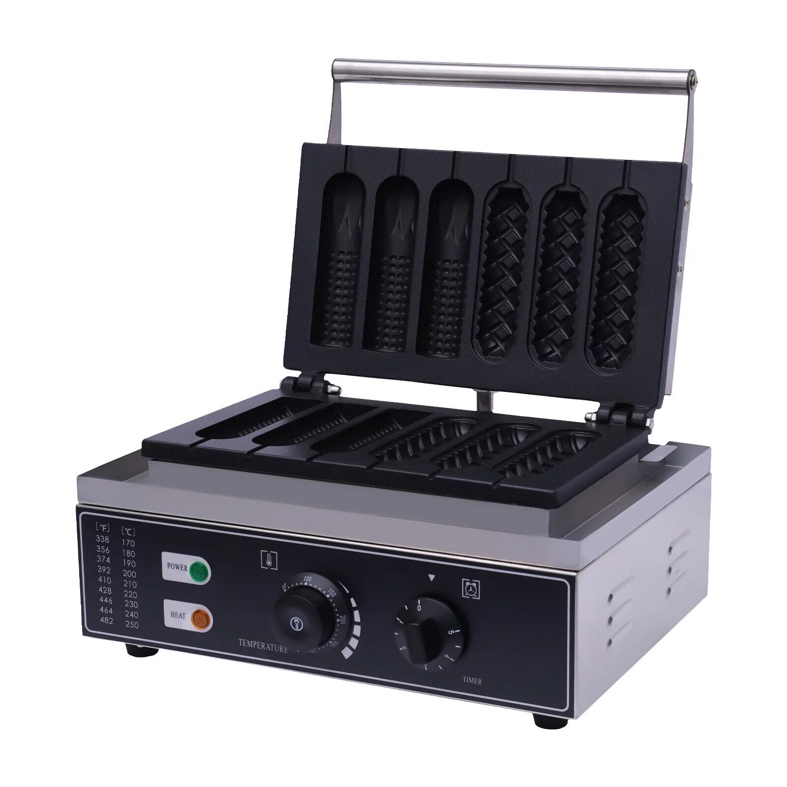 Oukaning 6pcs Commercial Waffle Maker Nonstick Electric French Hot Dog Stick Iron Machine