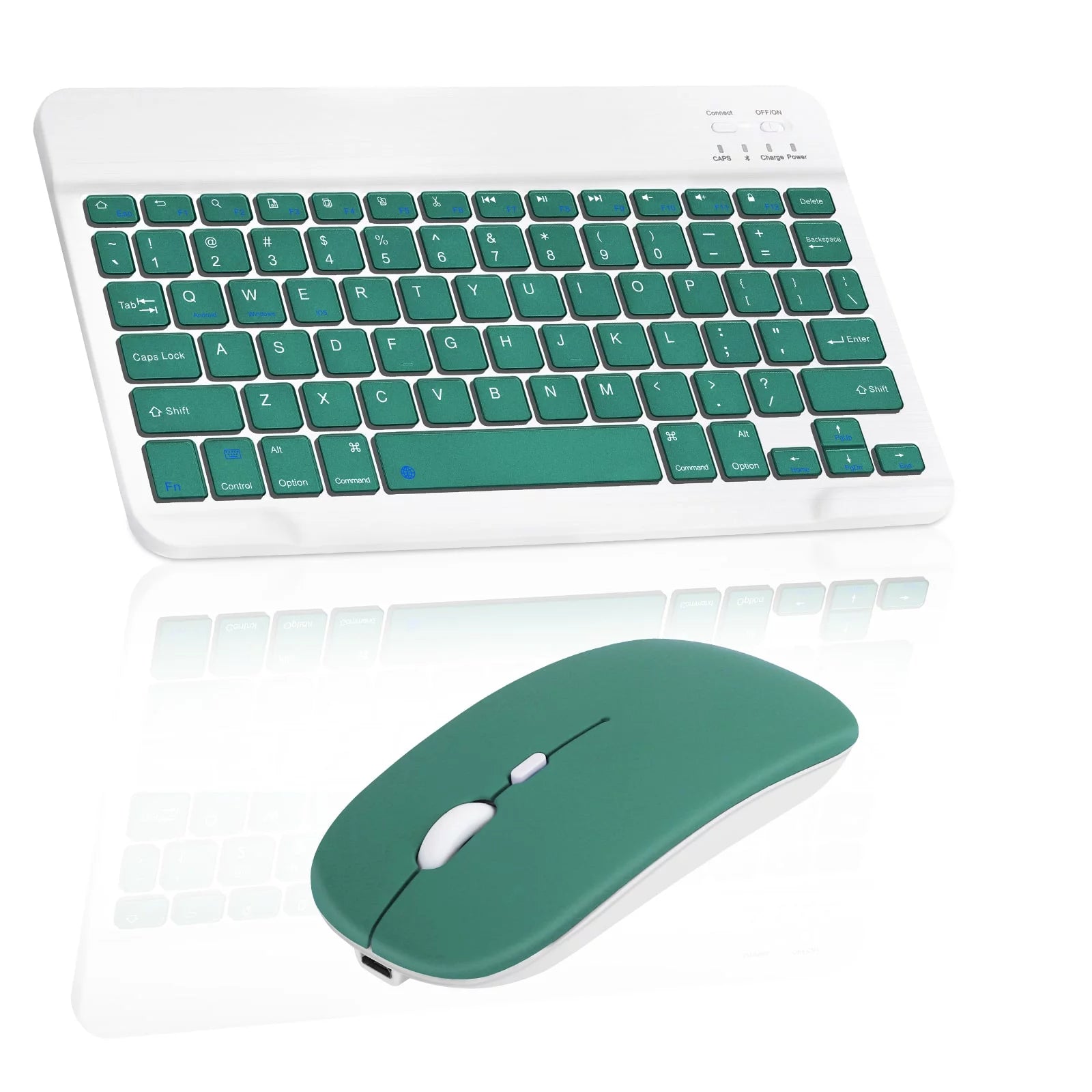 Rechargeable Bluetooth Keyboard and Mouse Combo Ultra Slim Full-Size Keyboard and Ergonomic Mouse for vivo Z6 5G and All Bluetooth Enabled Mac/Tablet/iPad/PC/Laptop - Jade Green