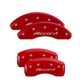 MGP 4 Caliper Covers Engraved Front & Rear MGP Red Power Coat Finish Silver Characters-Honda Accord Fits select: 2018-2019 HONDA ACCORD SPORT
