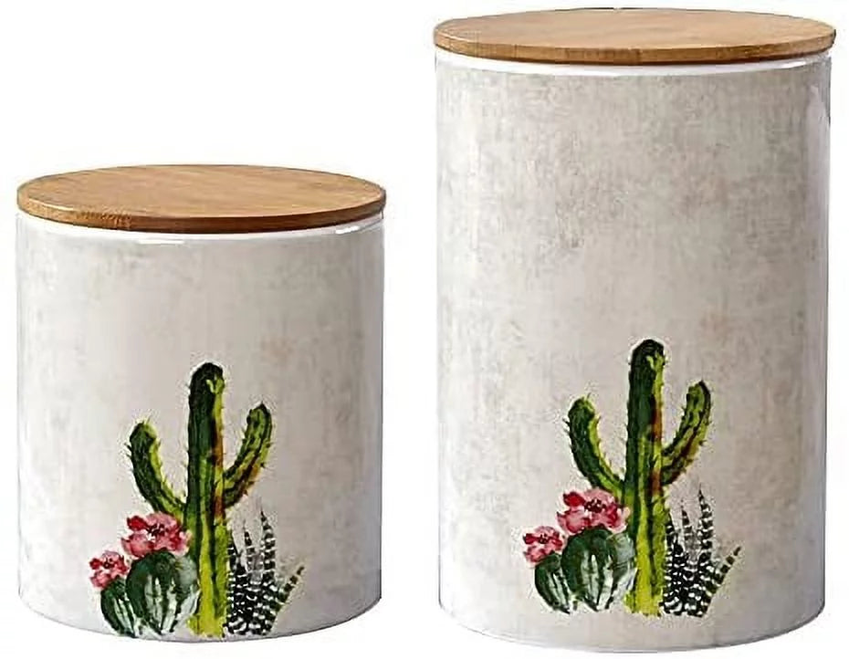 2-PC Succulent Design Canister Set