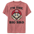 Boy's Nintendo Mario Big Brother  Performance Graphic Tee Red Heather Small