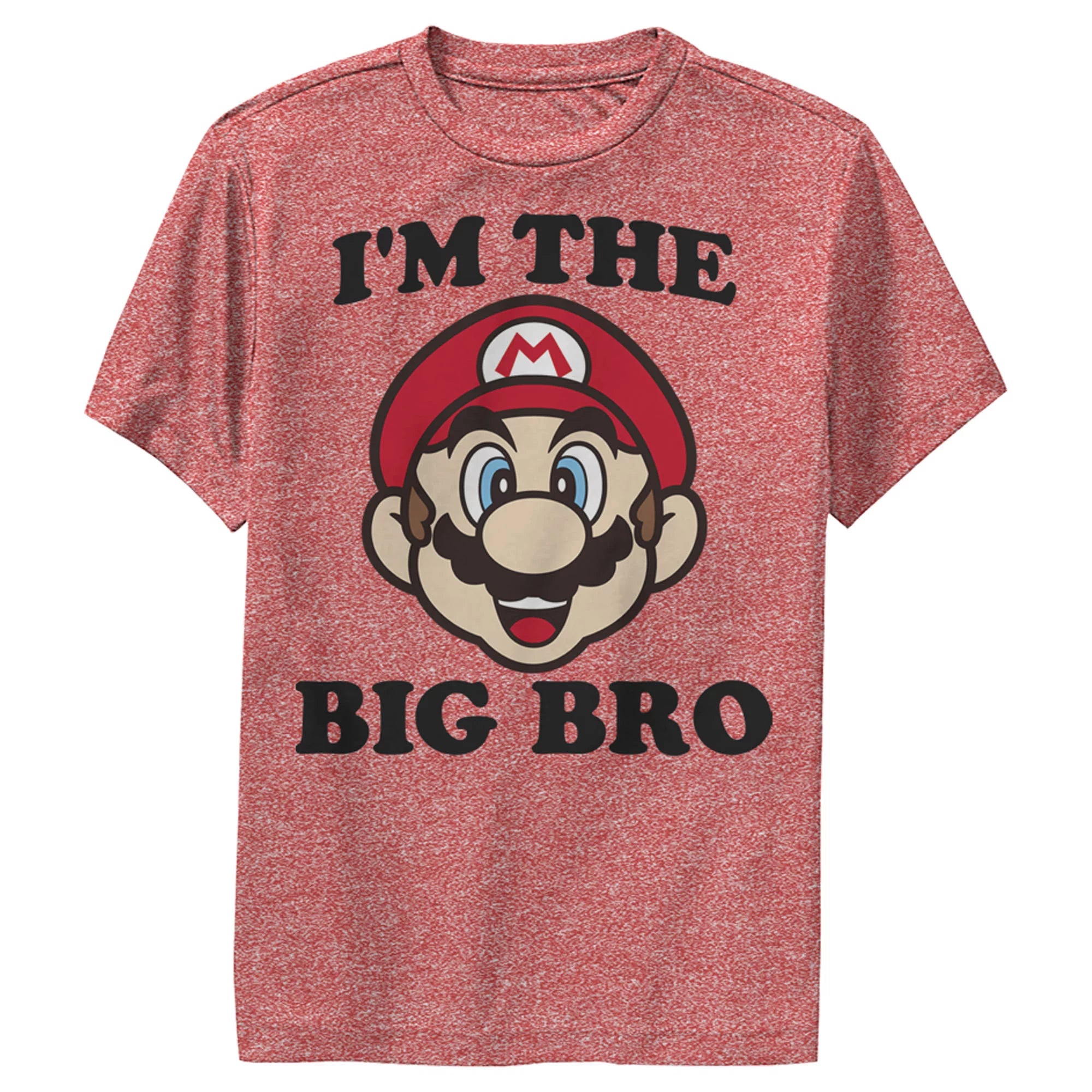 Boy's Nintendo Mario Big Brother  Performance Graphic Tee Red Heather Small