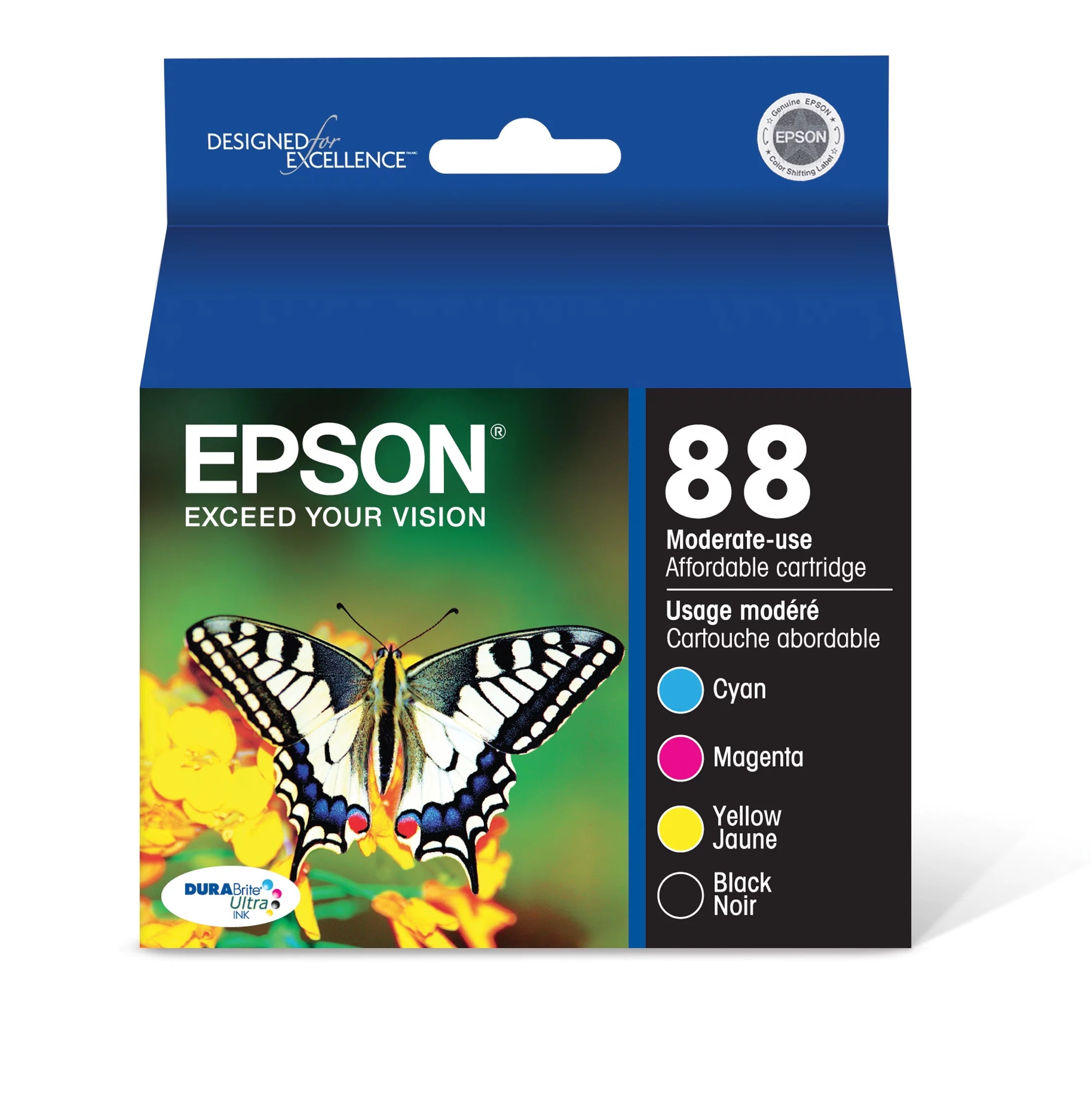 EPSON 88 DURABrite Ultra Ink Black & Color Combo Pack For CX-4400, CX-4450, CX-7400, CX-7450, N-10, N-11, NX-100, NX-105, NX-110, NX-115, NX-200, NX-215, NX-300, NX-305, NX-400, NX-415