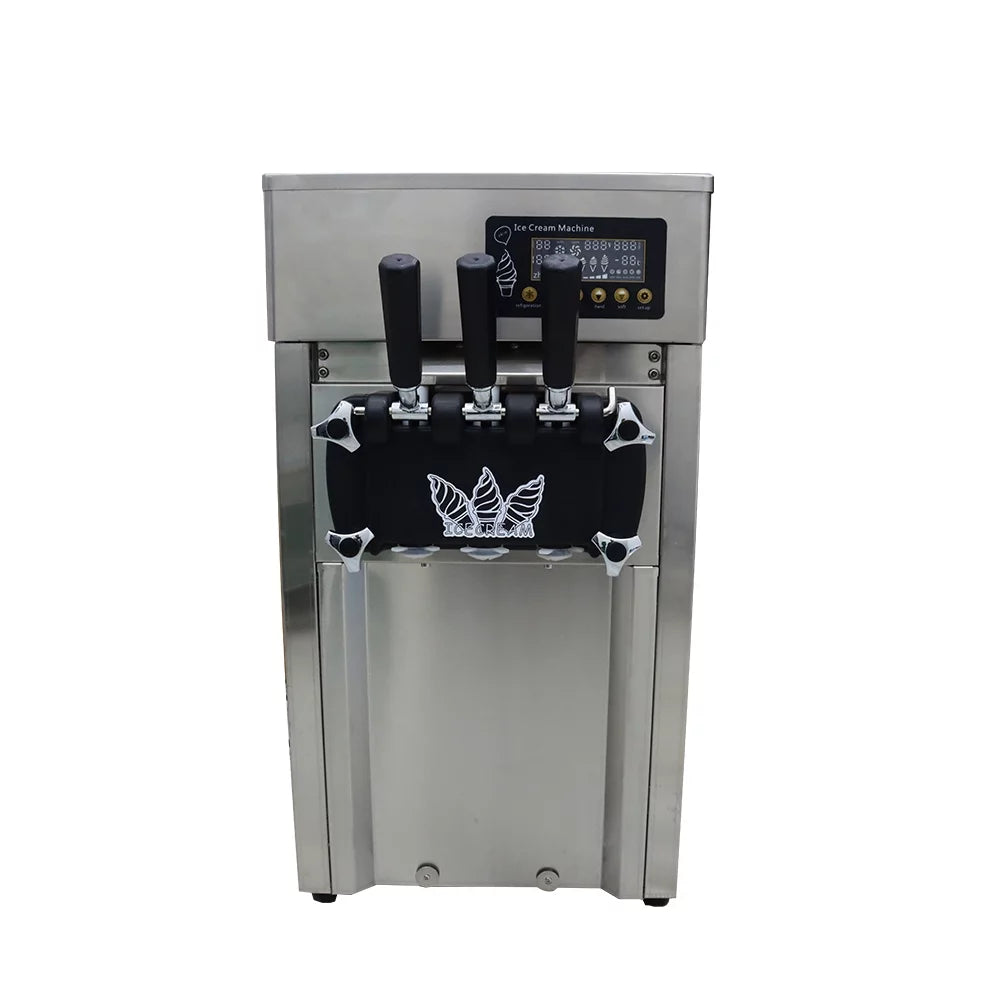 EQCOTWEA Commercial Three Flavors Soft Ice Cream Machine Ice Cream Maker with LED Display Stainless Steel