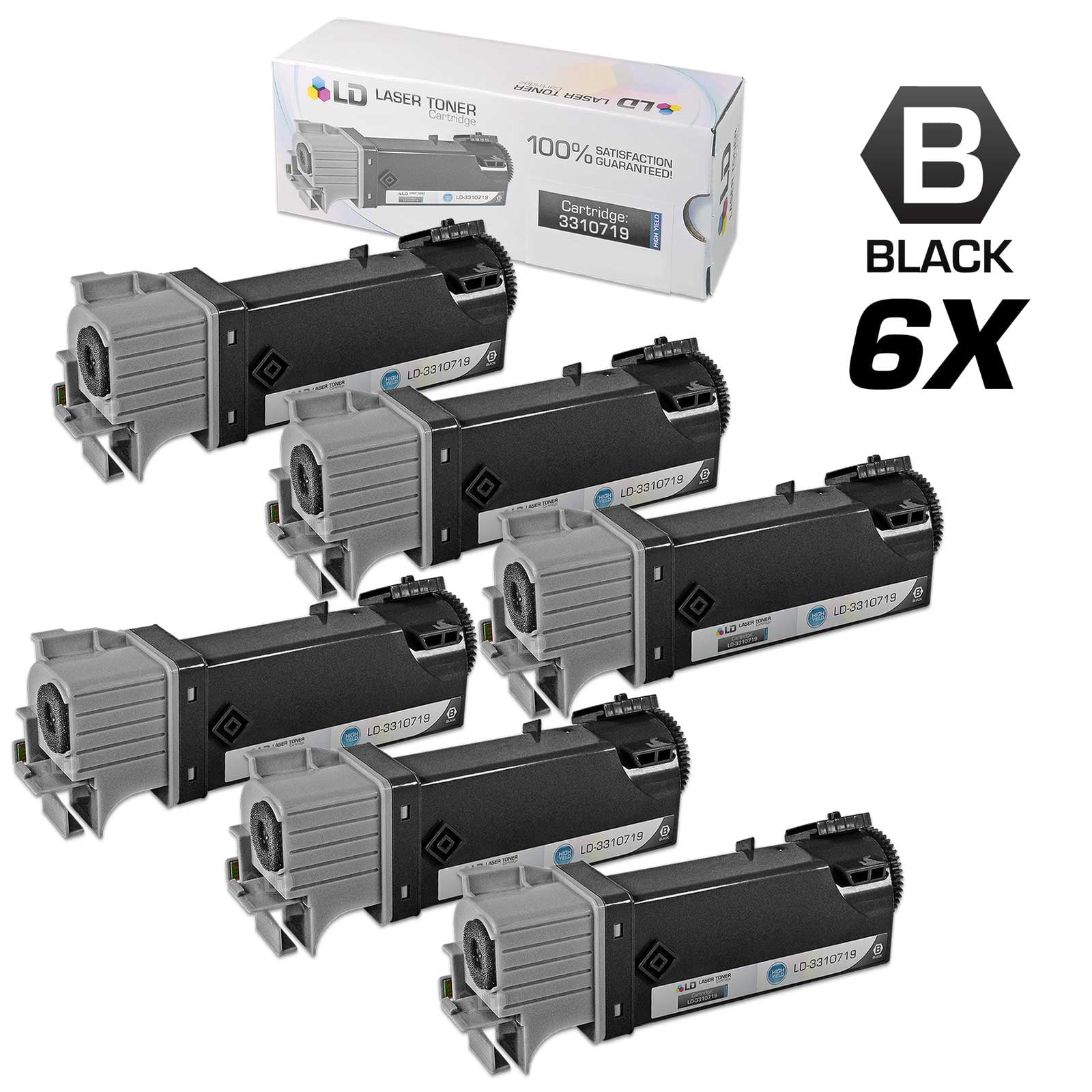 LD Compatible Dell 2150cdn 2150cn 2155cdn 2155cn Set of 6 331-0719 Black Laser Toner Cartridges