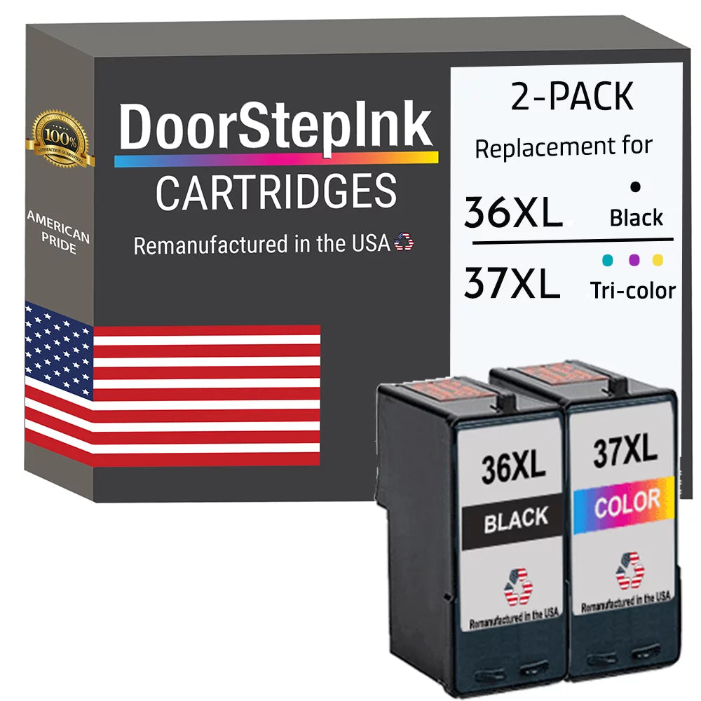 Remanufactured DoorStepInk High Yield Ink Cartridges for Lexmark #36XL Black and #37XL Tri-Color