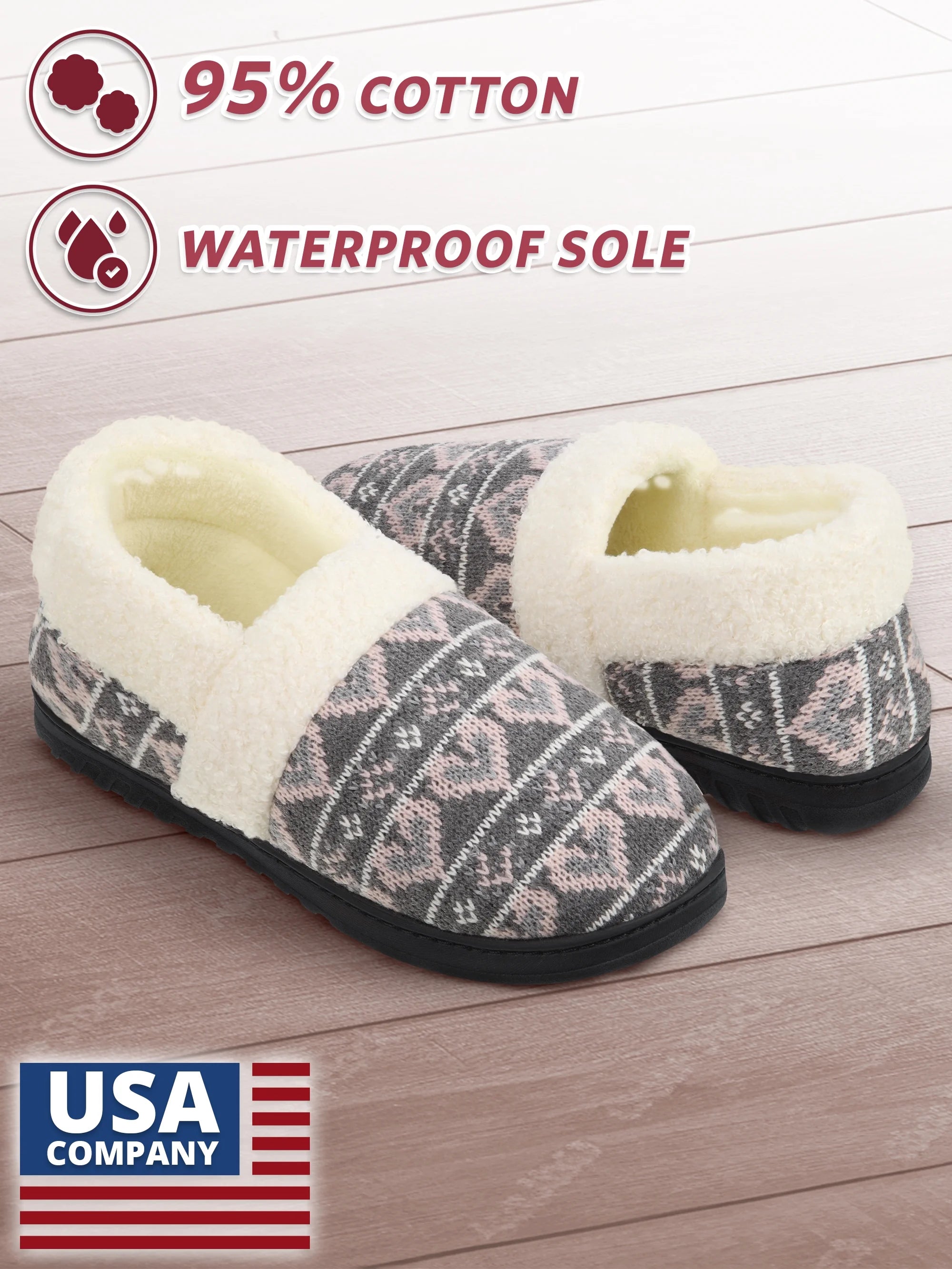 Bergman Kelly Warm Knit House Slippers for Women (Arctic Love Collection - Booties Style), US Company