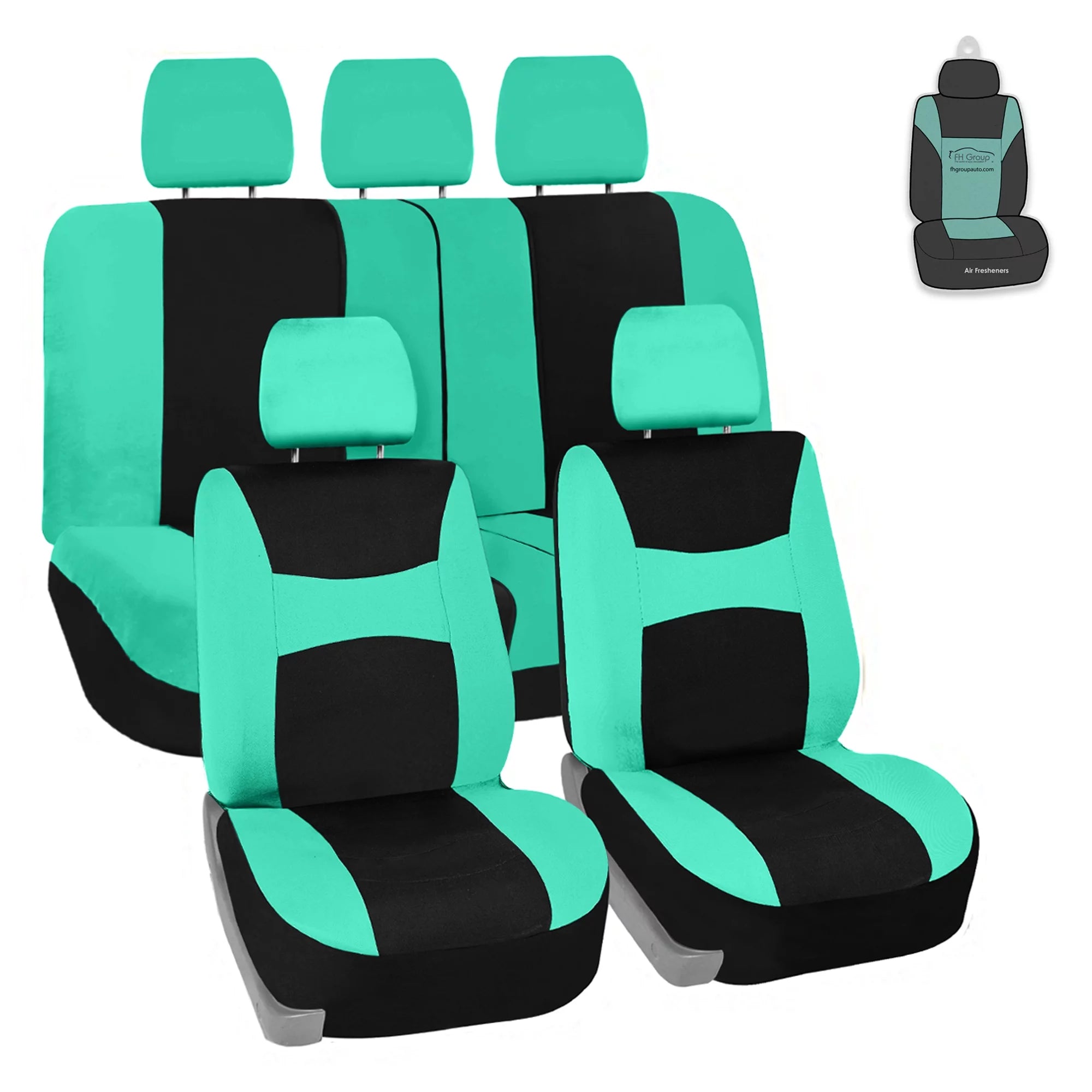 FH Group Light & Breezy Flat Cloth Car Seat Cover, Universal Full Set Seat Cover with Air Freshener
