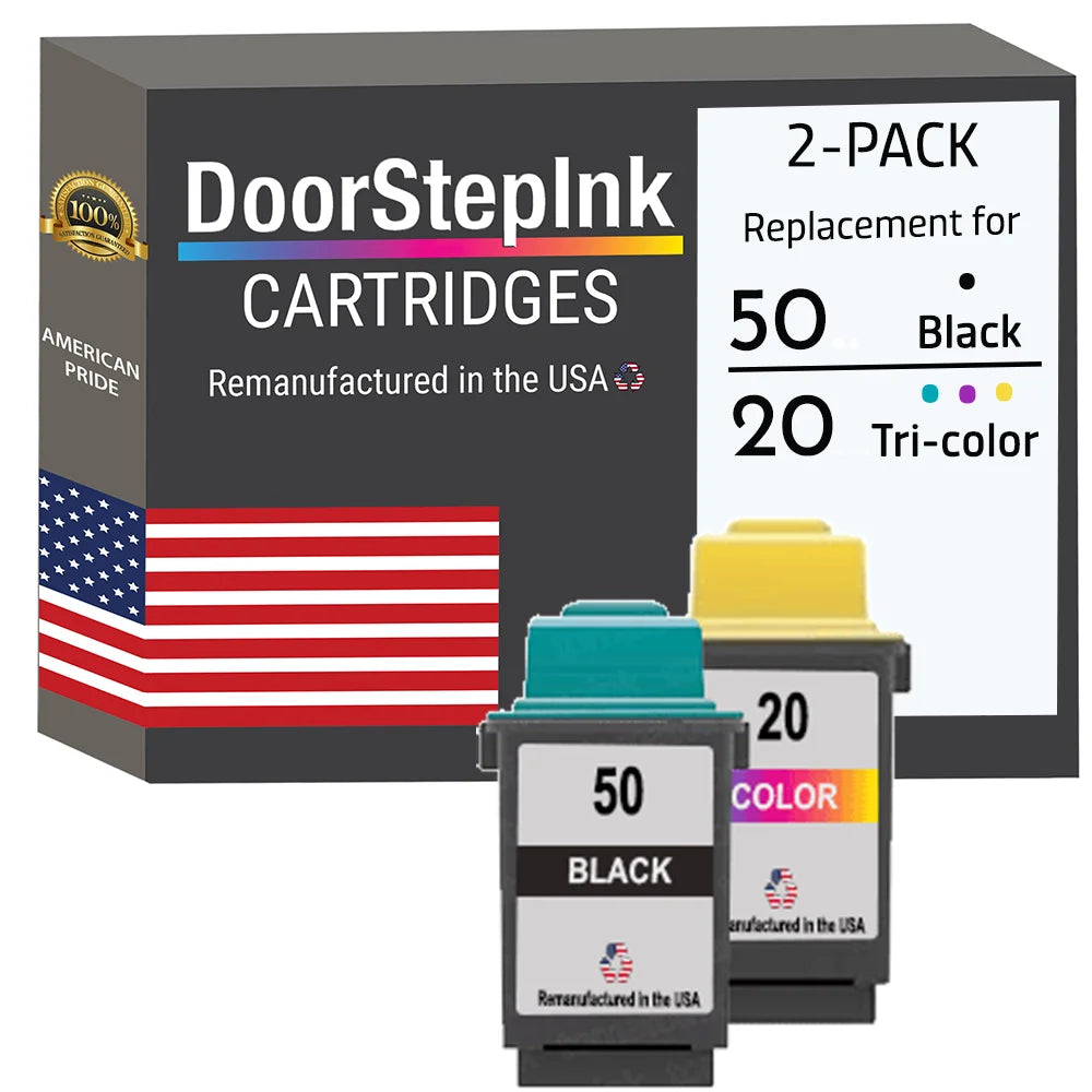Remanufactured DoorStepInk Ink Cartridges for Lexmark #50 Black and #20 Tri-Color