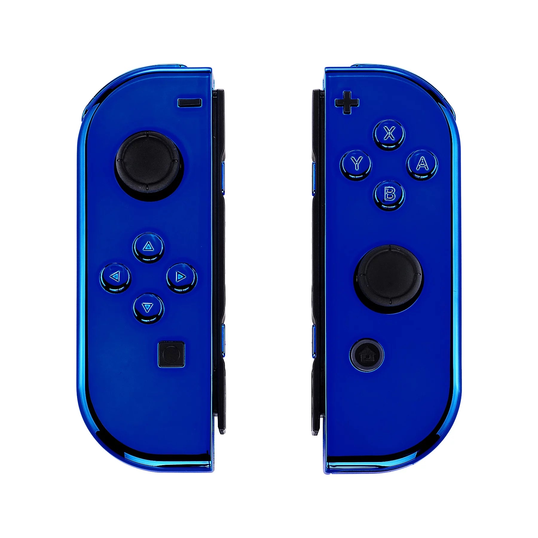 eXtremeRate Chrome Blue Joycon Handheld Controller Housing with Full Set Buttons, DIY Replacement Shell Case for Nintendo Switch & Switch OLED Model Joy-Con - Console Shell NOT Included