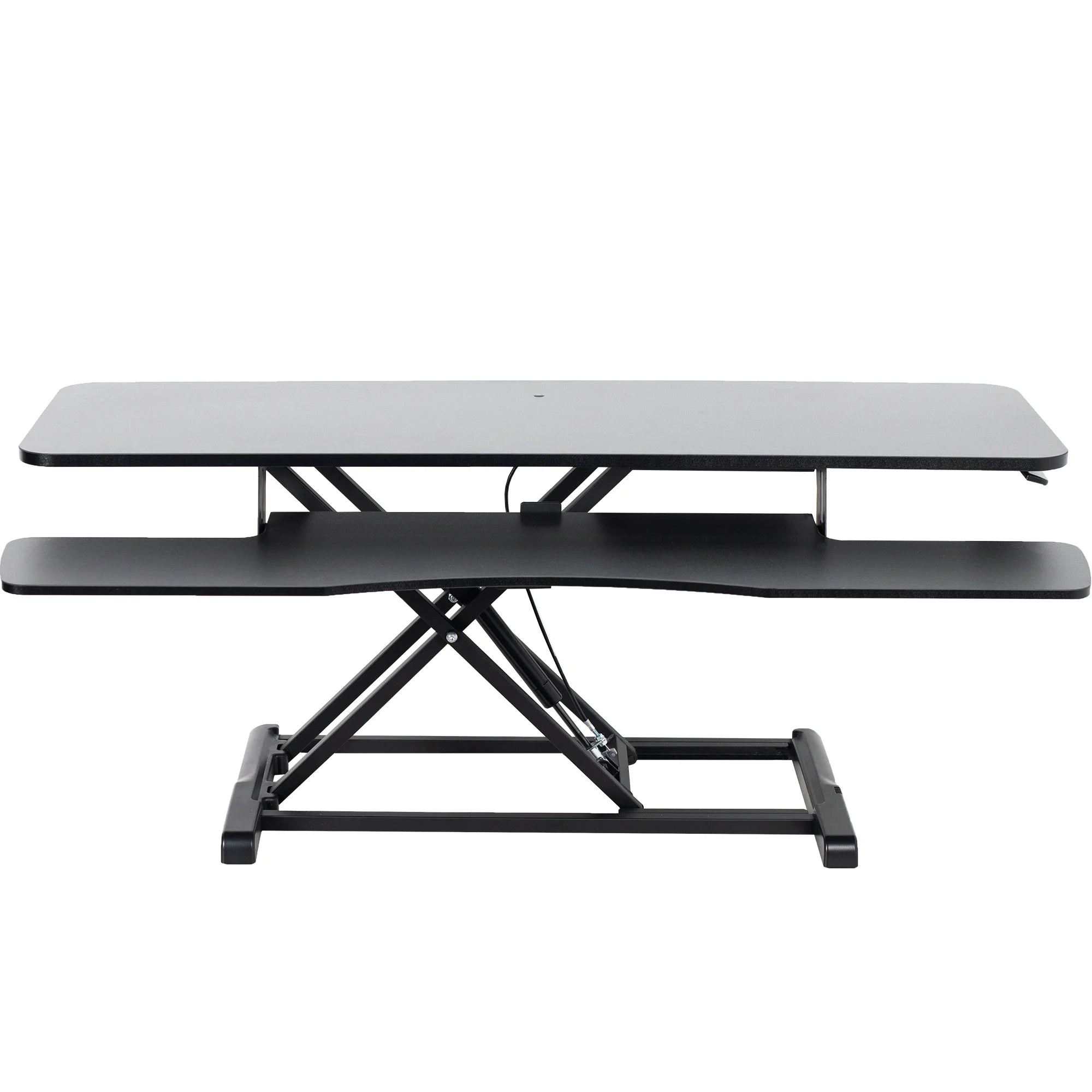 VIVO Black Height Adjustable 48 Standing Desk Monitor Riser, Sit Stand Tabletop