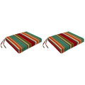 Jordan Manufacturing 17 x 19 Westport Teal Multicolor Stripe Rectangular Outdoor Chair Pad Seat Cushion with Ties (2 Pack)
