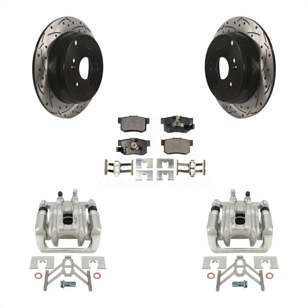 Transit Auto Rear Disc Brake Coated Caliper Drilled Slotted Rotors And Ceramic Pads Kit For Honda CR-V Acura RDX KCD-100621T