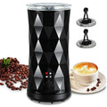 Electric Coffee Frother, Milk Frother, 4-in-1 Hot & Cold Milk Steamer, Non-Slip Stylish Design, Auto Shut-Off, Silent Operation, Milk Warmer Milk Foamer for Cappuccino, Latte (Black)