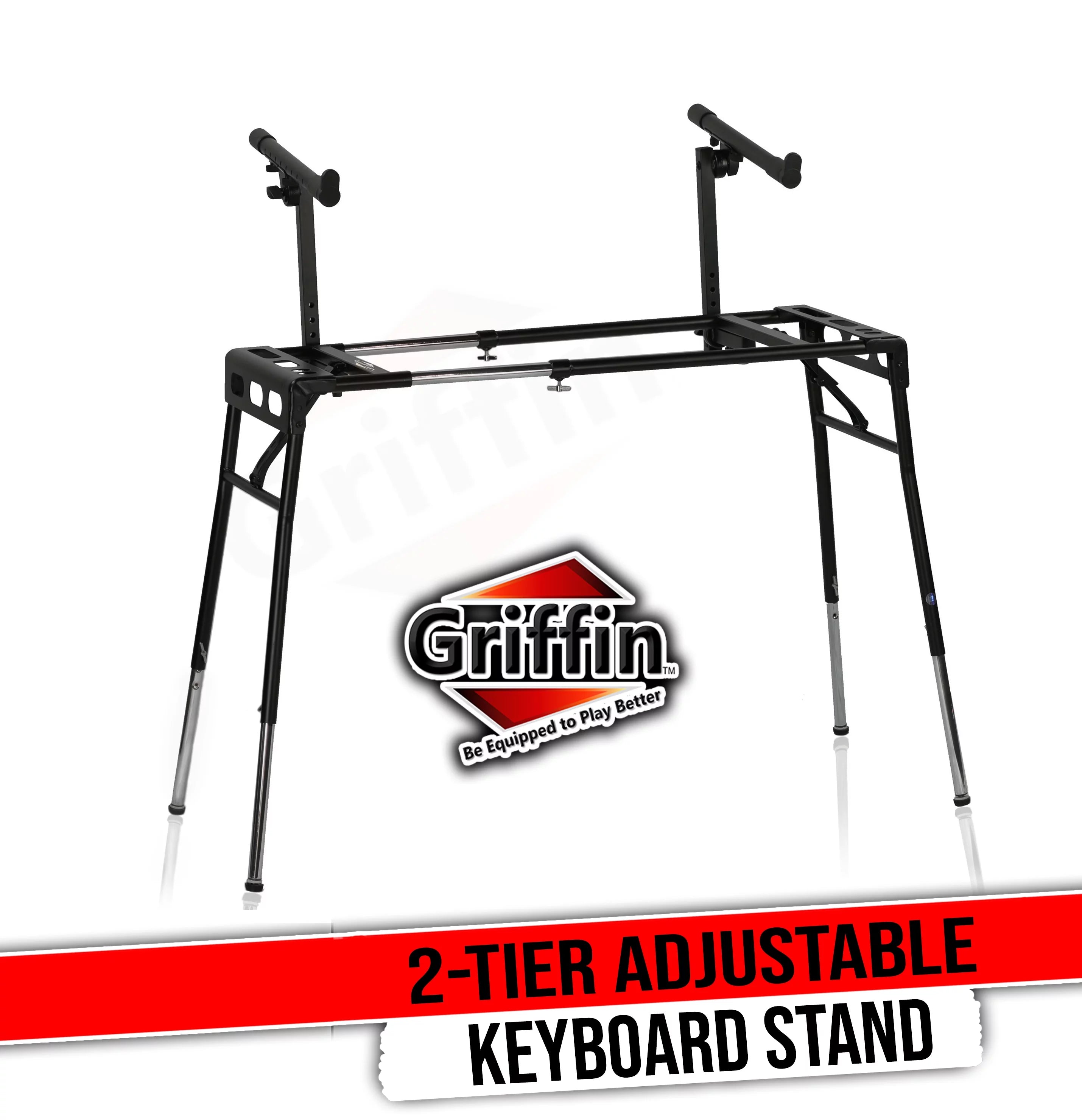 Griffin DJ Coffin Workstation Stand - 2 Tier Double Table Top Keyboard and Laptop Holder - Duel Level Multi-Purpose Portable Studio Mixer Mount for Turntables, Speakers, Pro-Audio Gear PA Equipment