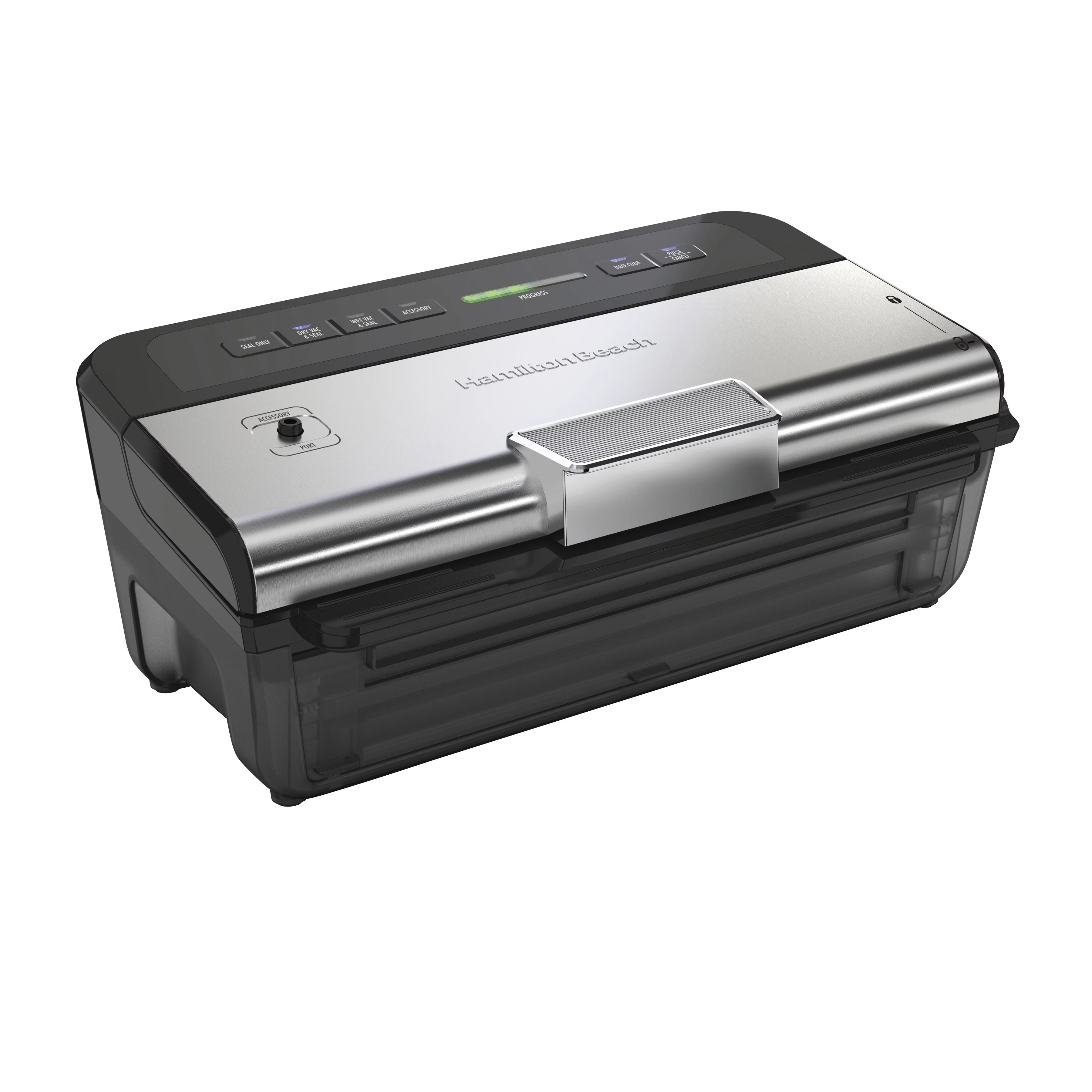 Hamilton Beach NutriFresh Food Vacuum Sealer Machine for Liquids and Food Preservation with 2-Roll Storage & Starter Kit, Model 78218