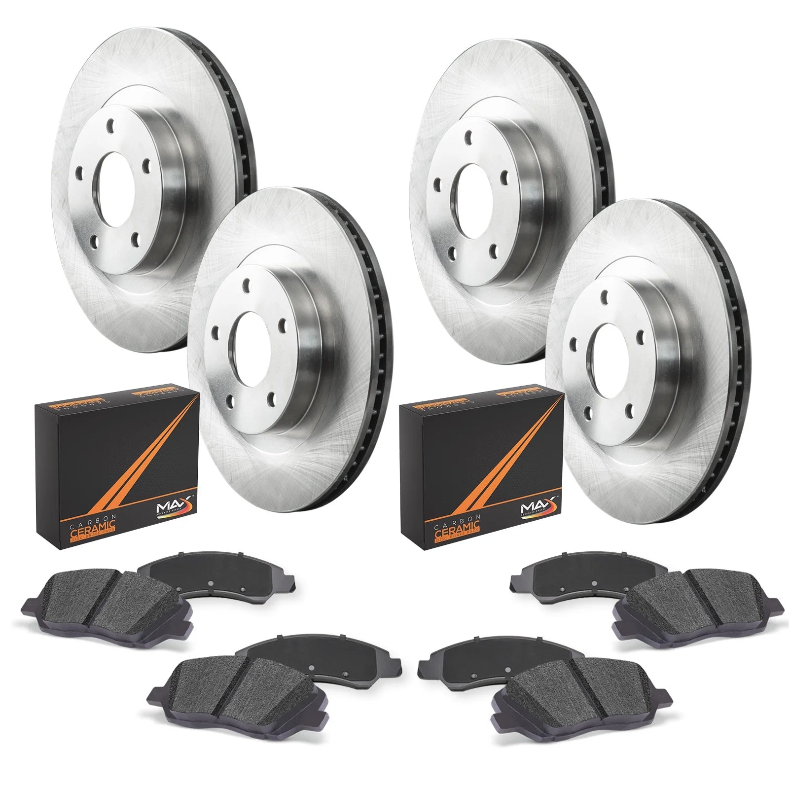 Max Advanced Brakes - Brake Kit for 1999 2000 2001 2002 Ford F350 Super Duty RWD, 2-Wheel ABS, SRW Front and Rear Replacement Disc Brake Rotors and Ceramic Brake Pads