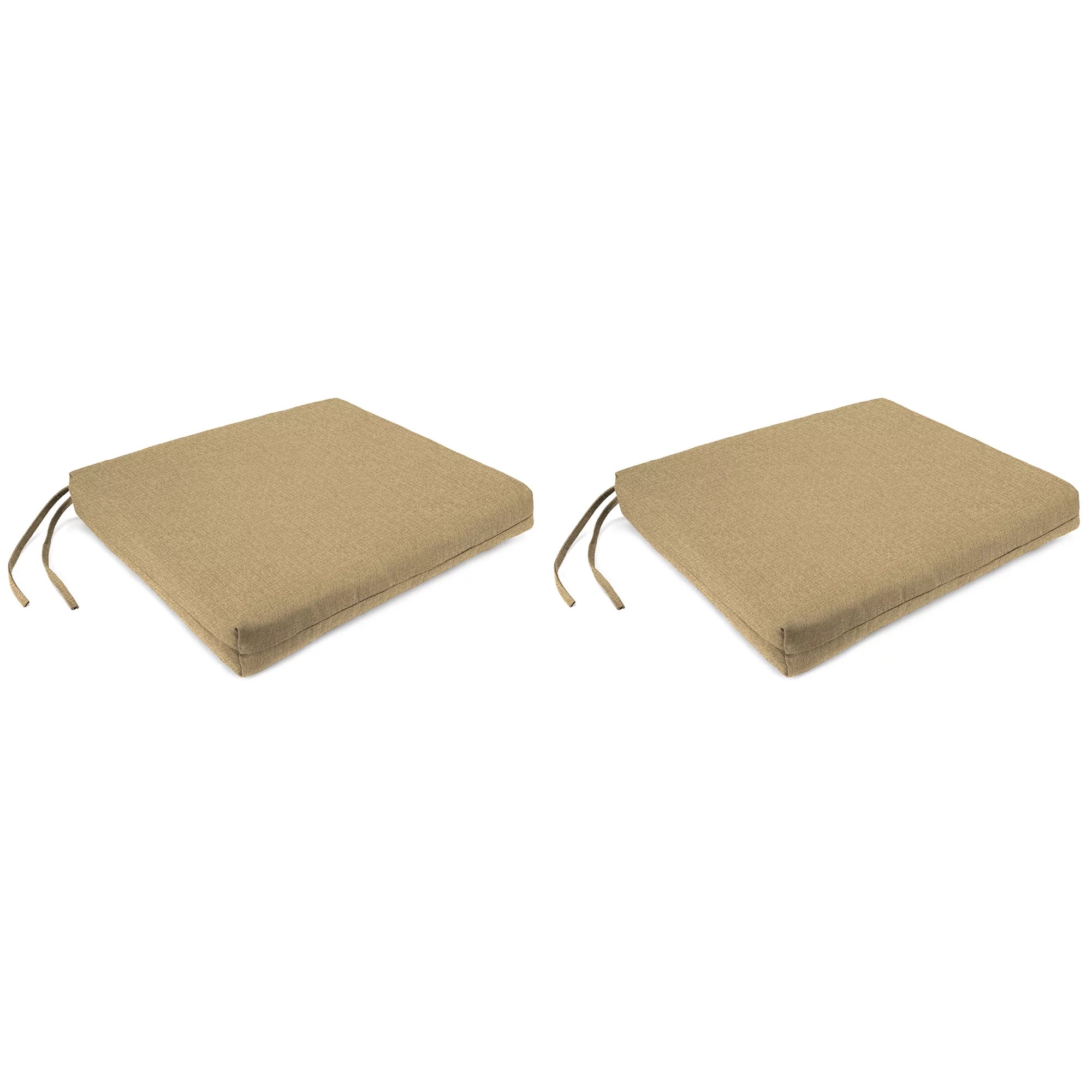 Jordan Manufacturing 17 x 19 McHusk Birch Beige Solid Rectangular Outdoor Chair Pad Seat Cushion with Ties (2 Pack)