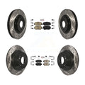 Transit Auto - Front Rear Ceramic Pads And Coated Drilled Slotted Disc Brake Rotors Kit For 2014-2015 Kia Sorento With Red Painted Calipers KDA-102549