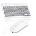 Rechargeable Bluetooth Keyboard and Mouse Combo Ultra Slim Full-Size Keyboard and Ergonomic Mouse for vivo Z5i and All Bluetooth Enabled Mac/Tablet/iPad/PC/Laptop - Stone Grey with White Mouse