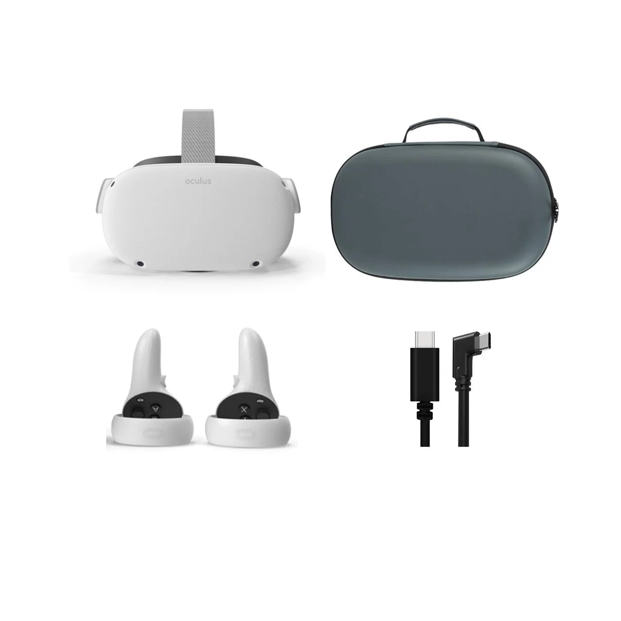 2021 Oculus Quest 2 All-In-One VR Headset, Touch Controllers, 256GB SSD, 1832x1920 up to 90 Hz Refresh Rate LCD, Glasses Compitble, 3D Audio, Mytrix Carrying Case, USB-C PC VR Cable (3M)