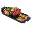 OUKANING 2200W 2 in 1 Detachable Electric Smokeless Grill and Hot Pot BBQ Grill Shabu Pot Kit Separate Control Large Capacity