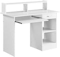 YZboomLife Desk with Keyboard Tray  Home Office Computer Desk Wooden PC Laptop Desk  Morden Sturdy Study Writing Table  White