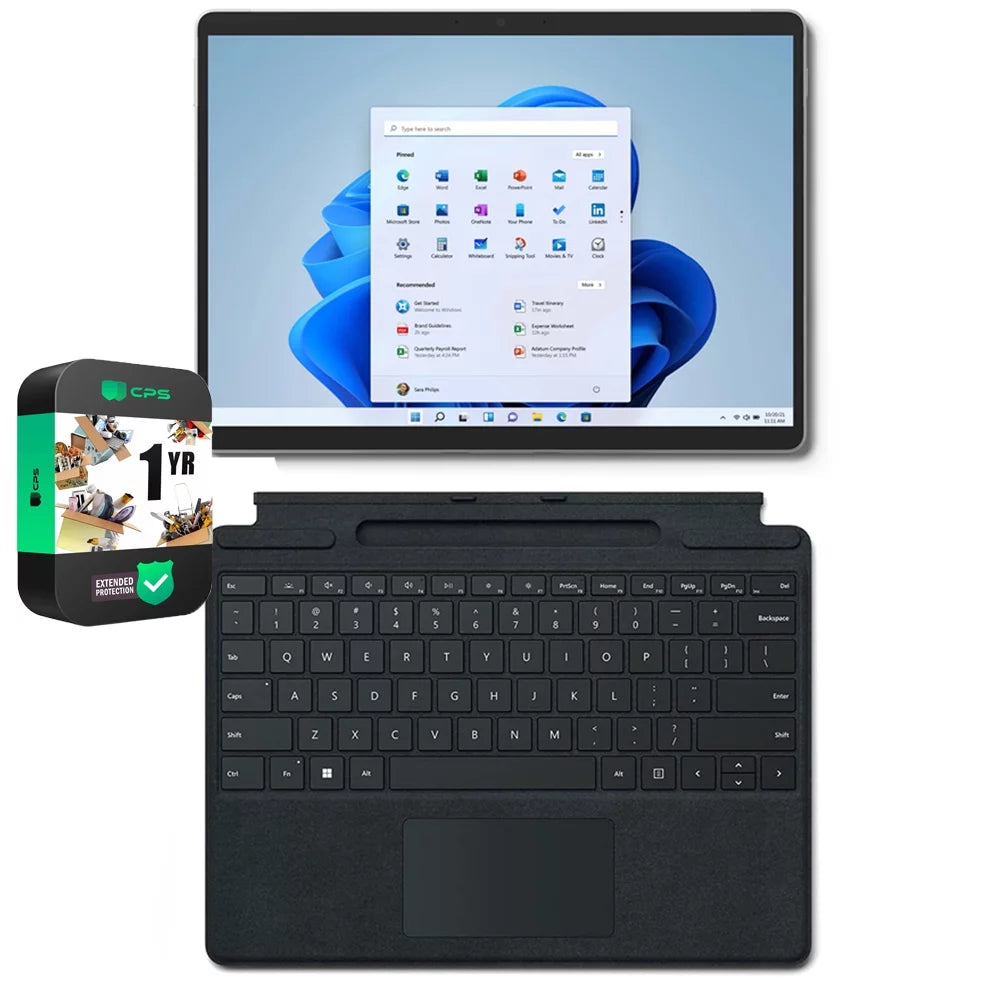 Microsoft 8PV 00017 Surface Pro 8 13 Touchscreen Intel i7-1185G7 16GB/256GB - Graphite Bundle with Microsoft Surface Pro Signature Mechanical Keyboard, Black and 1 YR CPS Enhanced Protection Pack