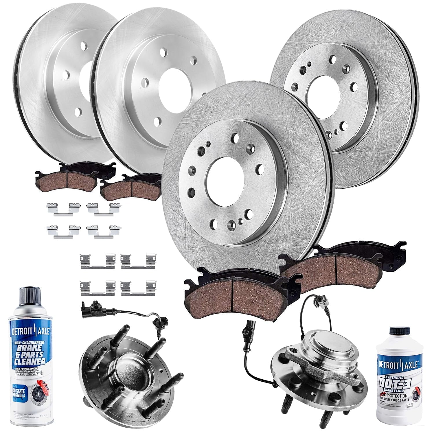 Detroit Axle - 2WD Wheel Bearing Hubs Brake Kit for Sierra Silverado Suburban 1500 Tahoe Yukon Escalade Front Rear Brake Rotors Brake Pads Front Wheel Bearing Hubs Replacement : 12.99 Front Rotor